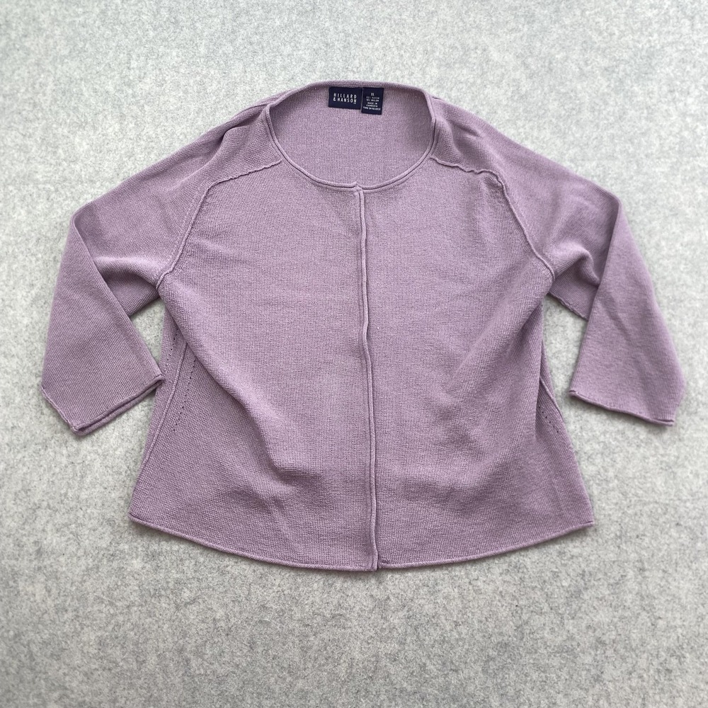 Hillard & Hanson Cardigan Sweater Womens XL Purple 3/4 Sleeve Open Front Raglan